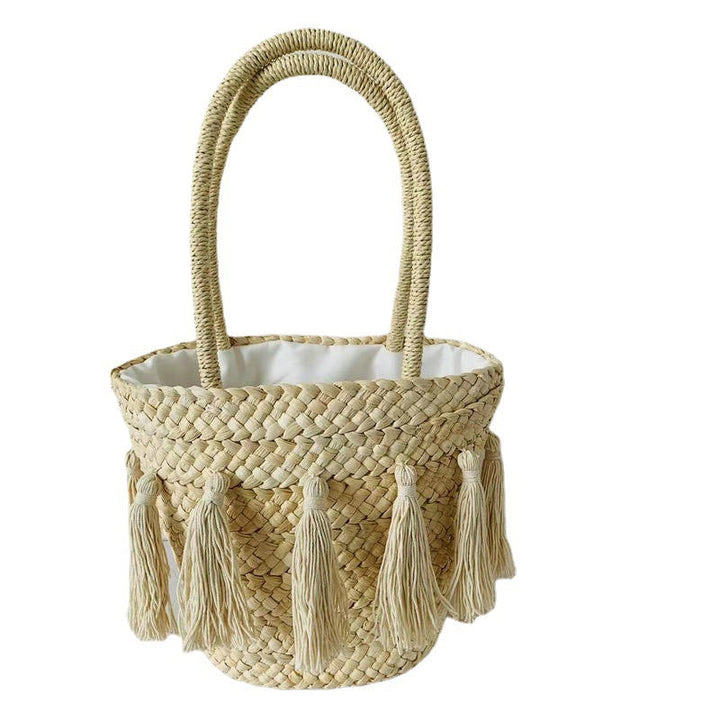 Trendy basket bag with tassels Kalsten