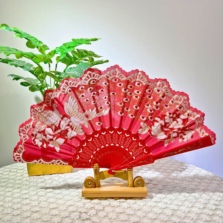 Women Folding Hand Fan with Elegant Embroidery Kalsten