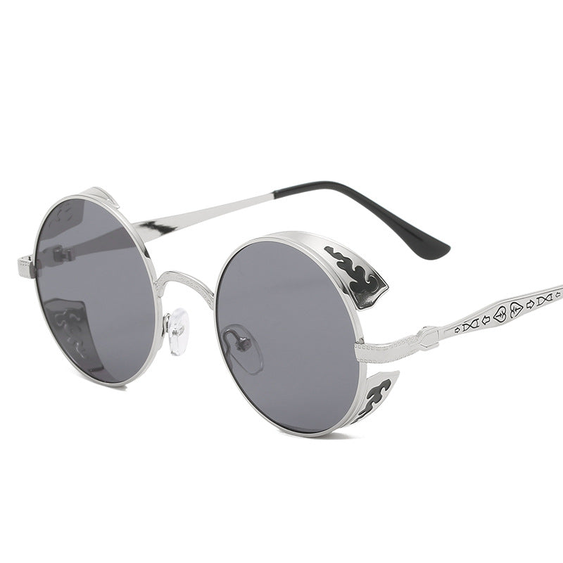 Ladies round sunglasses with luxurious gold frame and decorative elements Kalsten
