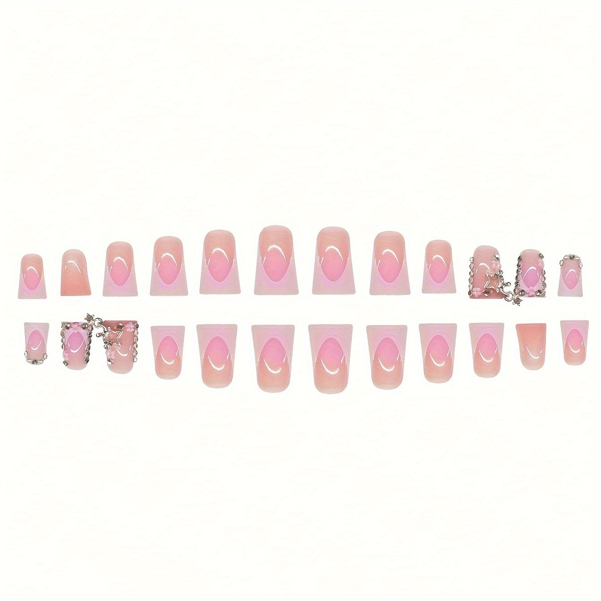 Glamorous 3D Press-On Nail Set with Star Accents Acalora