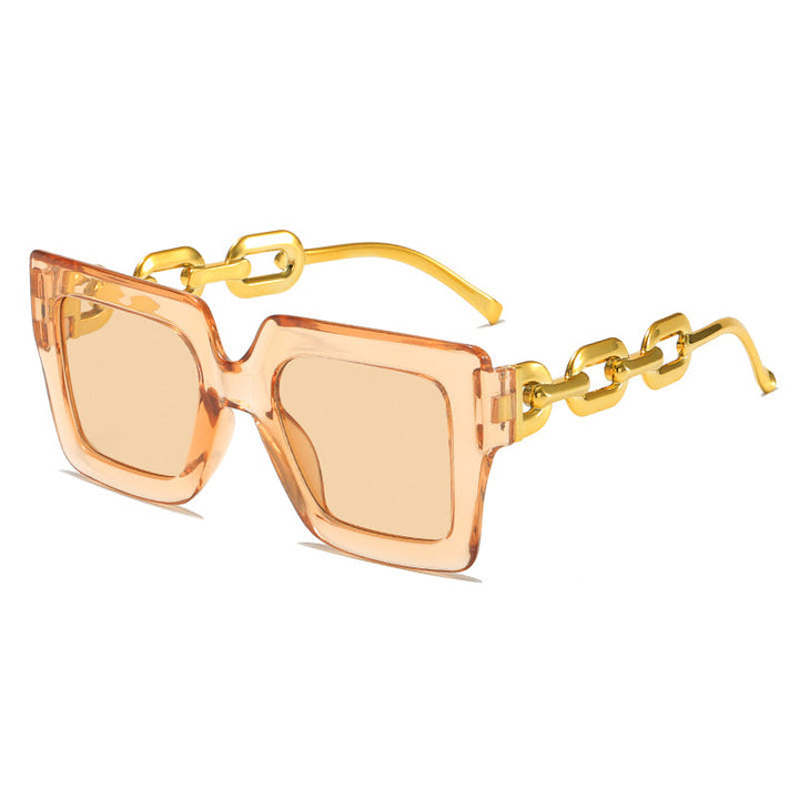 Women's fashionable sunglasses with unique rectangular frame and chain details Kalsten