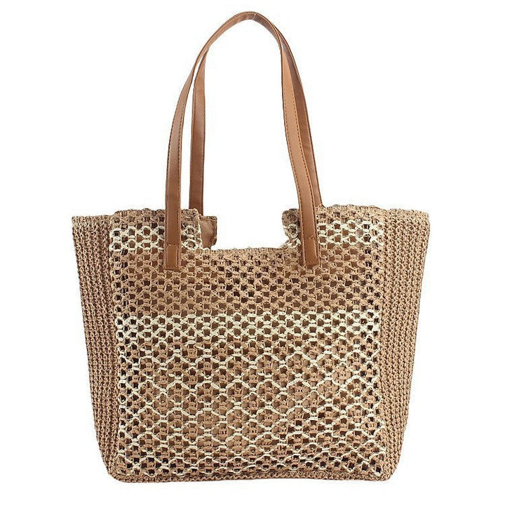 Handcrafted basket bag with leather handles Kalsten