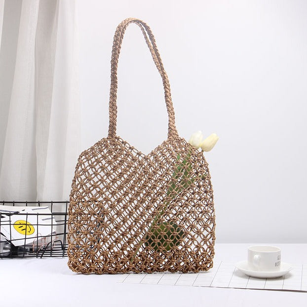 Structured Rattan Tote Bag Kalsten
