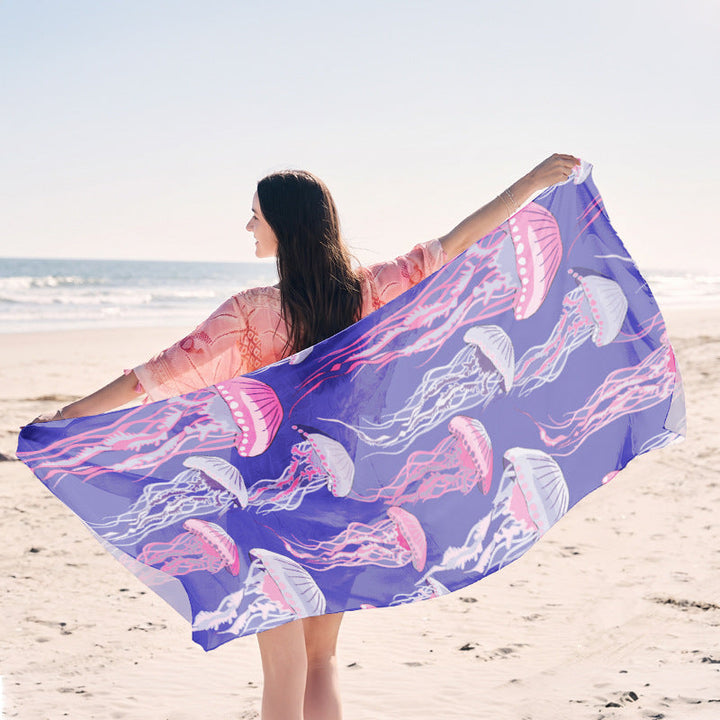light beach towel with creative jellyfish design Kalsten