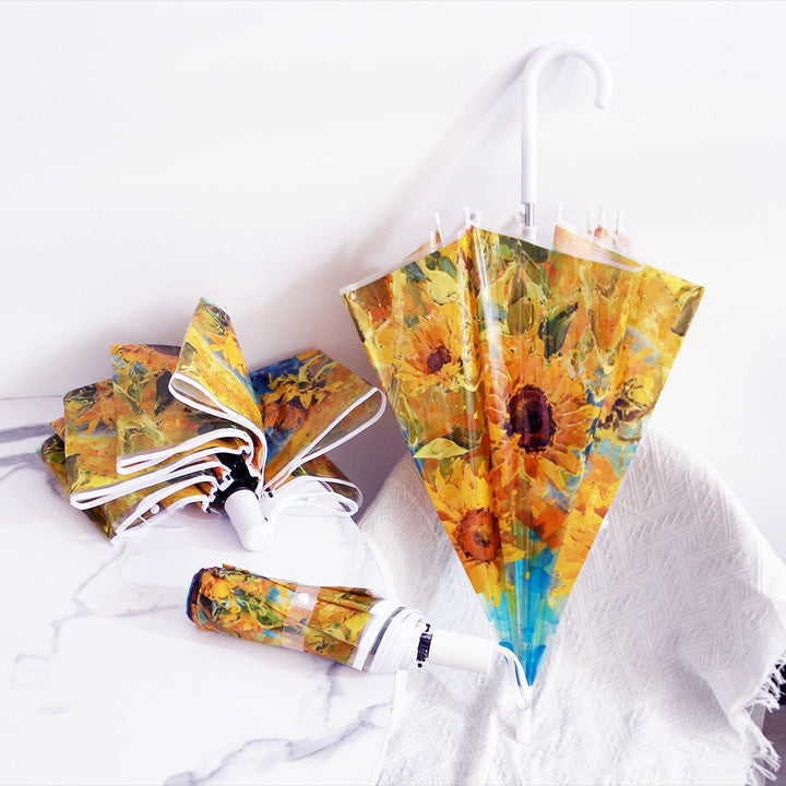 Women's collapsible umbrella with playful sunflower design Kalsten