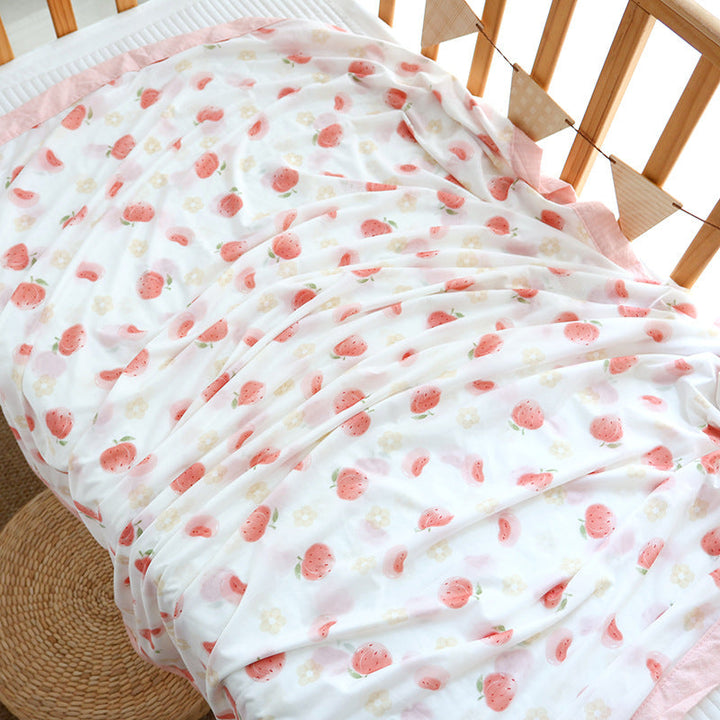 Unisex Nan cozy baby blanket made of cotton muslin with breathable filling and satin edge Kalsten