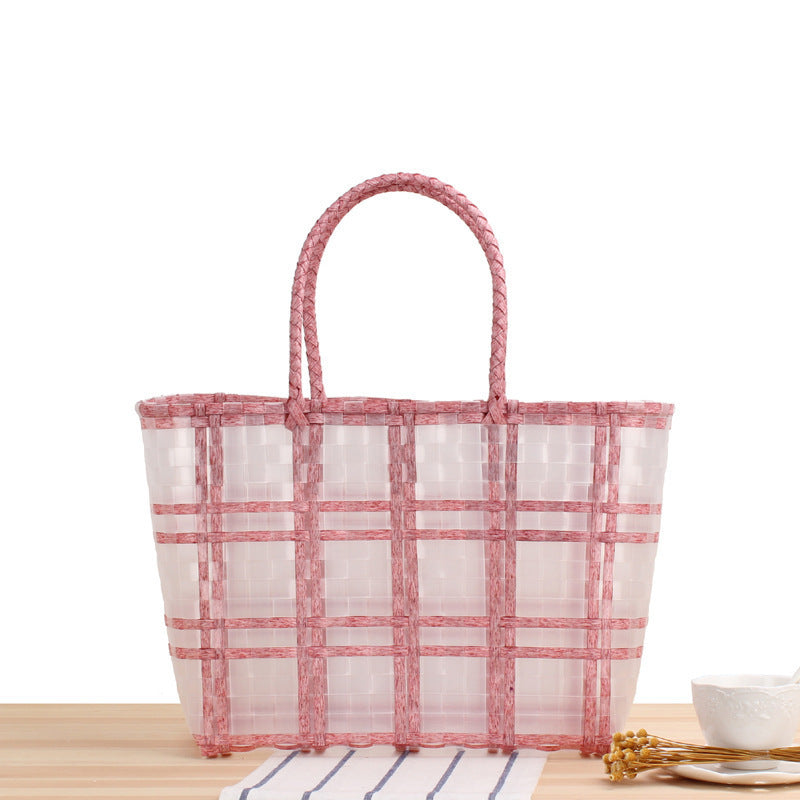 Tote bag with transparent window and braided handles Kalsten