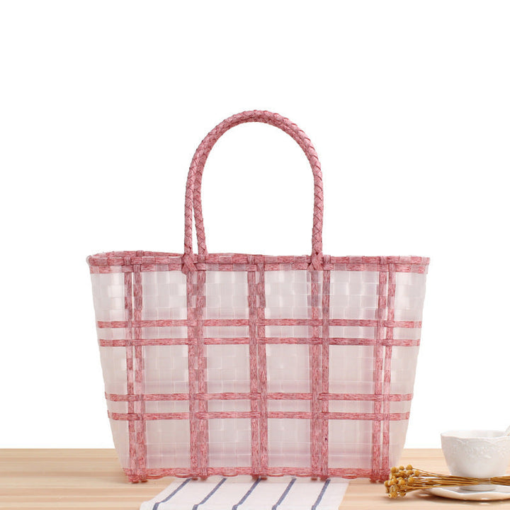Tote bag with transparent window and braided handles Kalsten