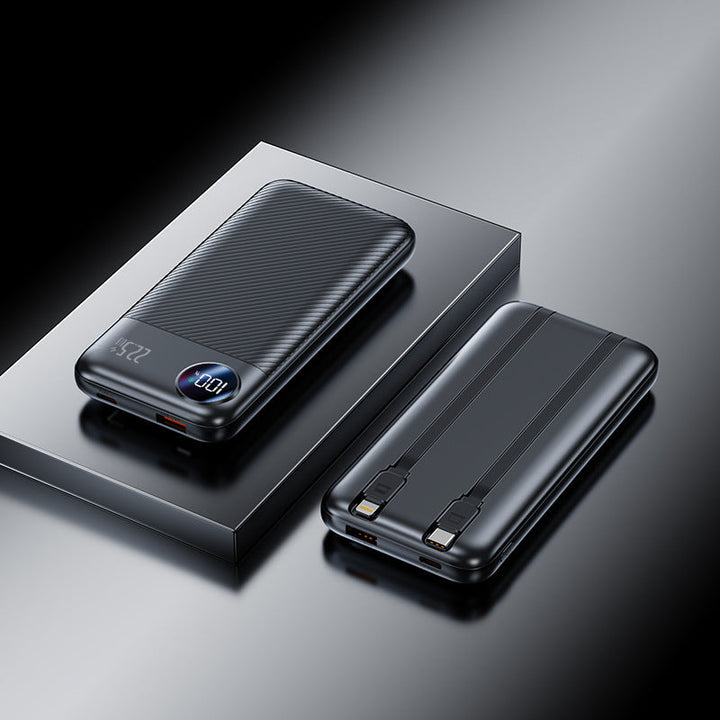 Portable power bank with integrated charging cables and digital display Kalsten