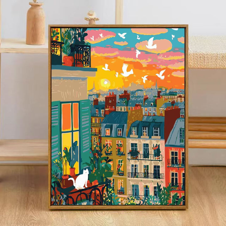 Colorful City Skyline Art Print Kalsten
