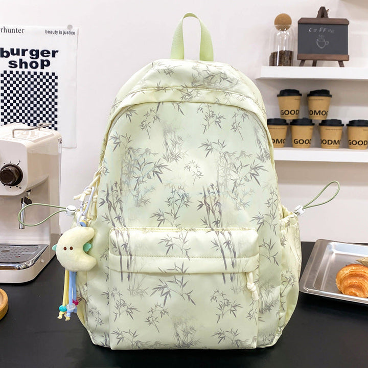 Lightweight Bamboo-Patterned School Backpack