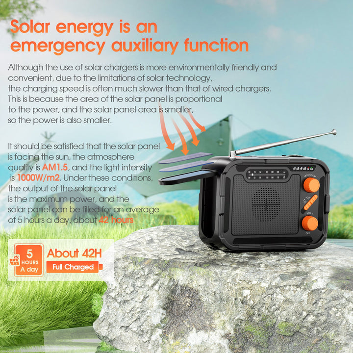 Multifunctional emergency radio with solar charger and flashlight Kalsten