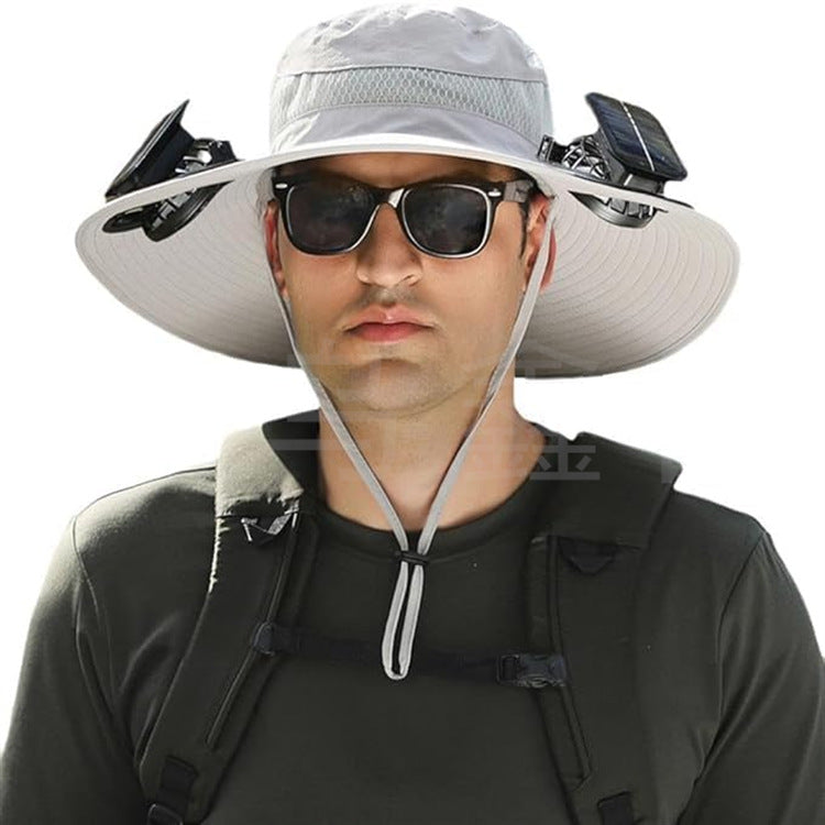 sun hat with solar-powered fan and wide brim Kalsten