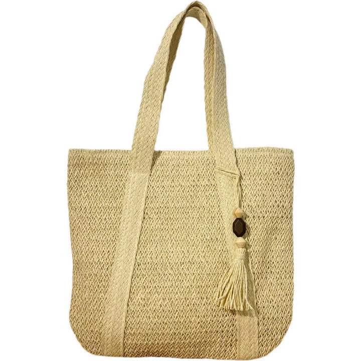 Handbag Made of Natural, Handwoven Straw with Elegant Fringe Kalsten