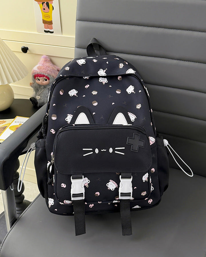 Cute Cat-Ear Patterned School Backpack