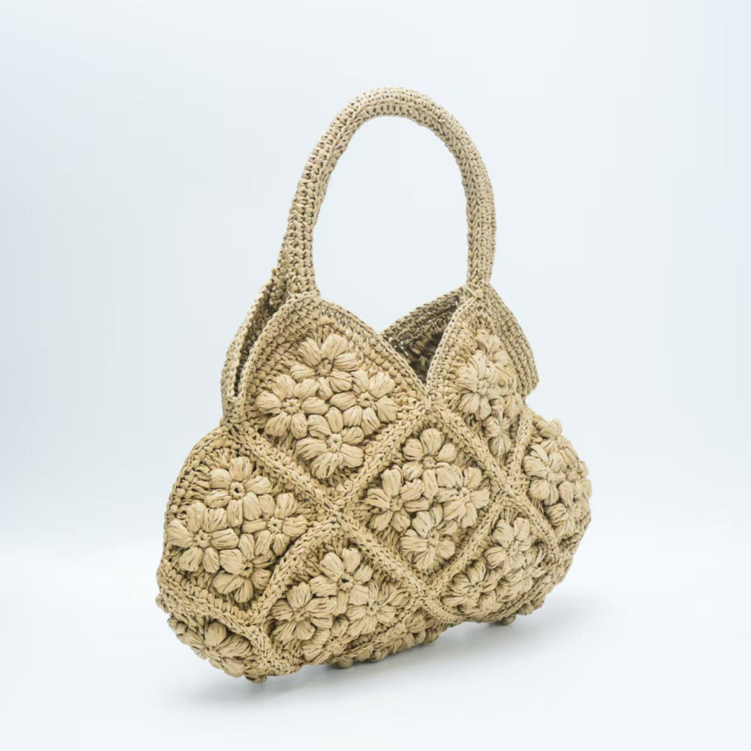 Macrame Handbag with Floral 3D Applications Kalsten