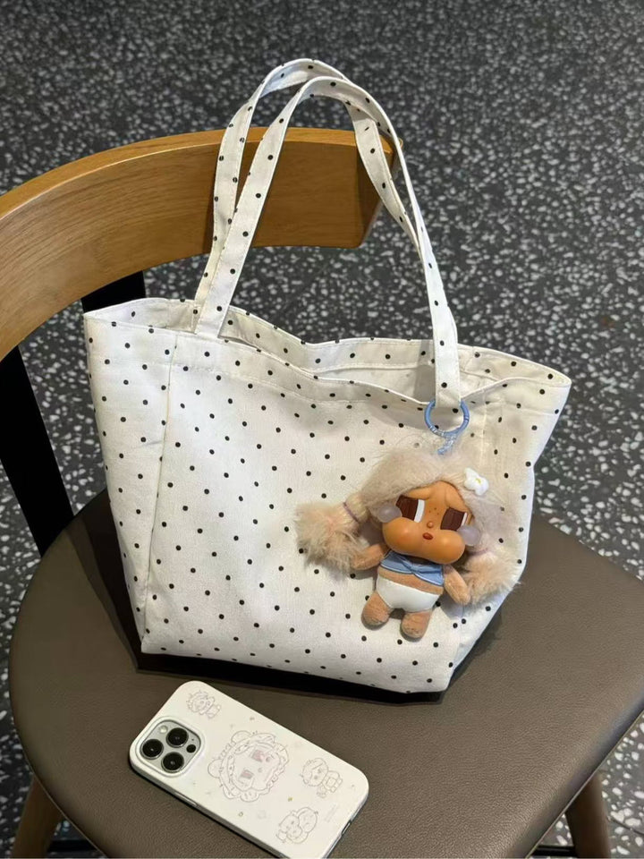 Trendy cotton bag with dots Kalsten