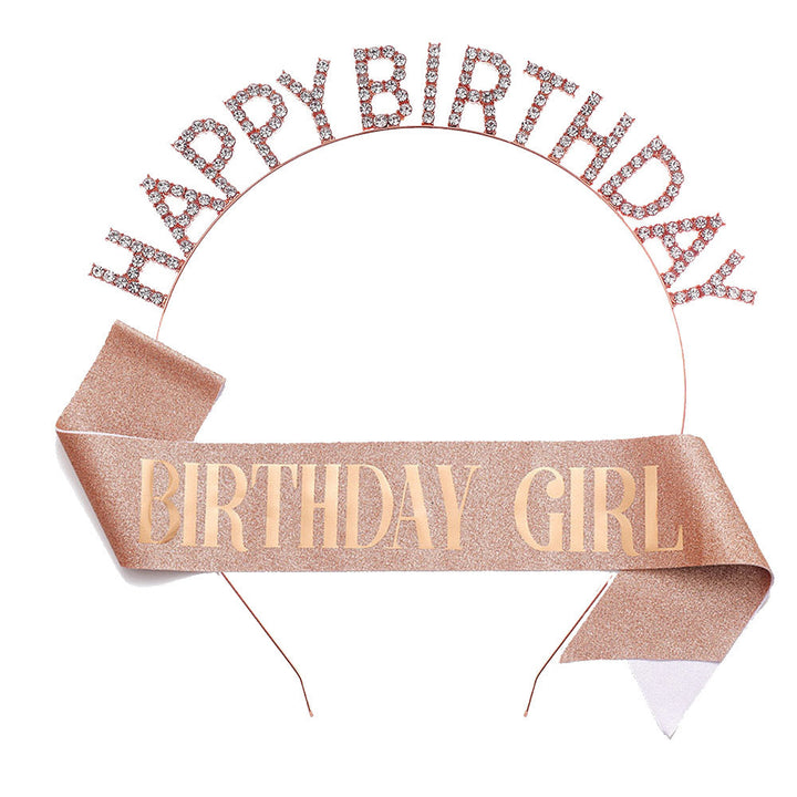 Ladies Glitter Headband with "Happy Birthday" Inscription Kalsten
