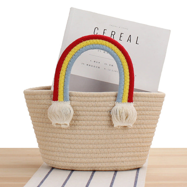 Cheerful straw bag with colorful handles Kalsten