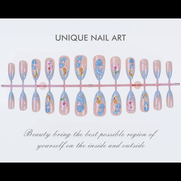 Artistic Floral-Design Press-On Nail Set Kalsten