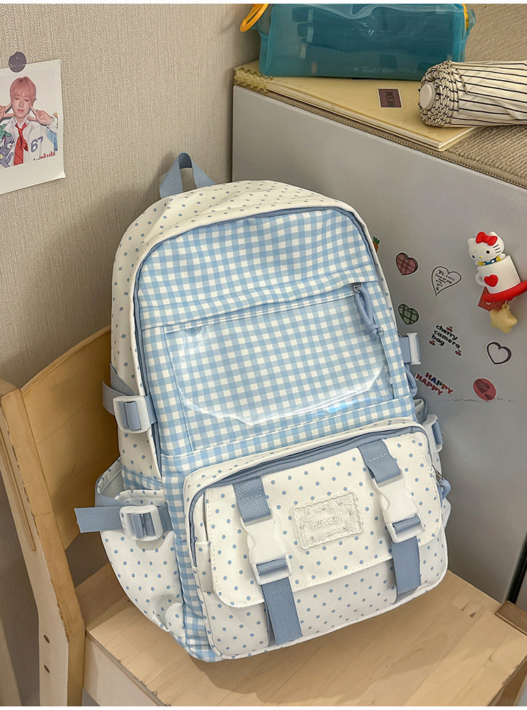 Cute Gingham Checkered School Backpack