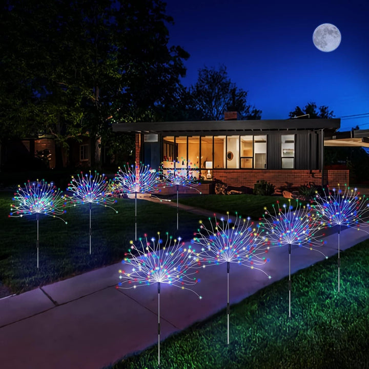 Solar-Powered Fiber-Optic Dandelion Garden Stake Lights With Waterproof LED Fireworks Effect Kalsten