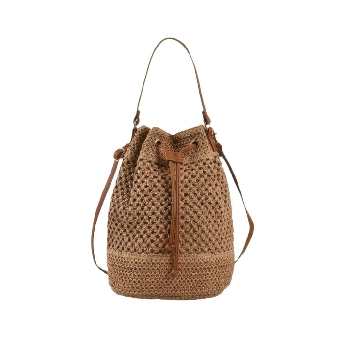 Elegant Handbag Made of Braided Natural Material with Stylish Drawstring Closure Kalsten