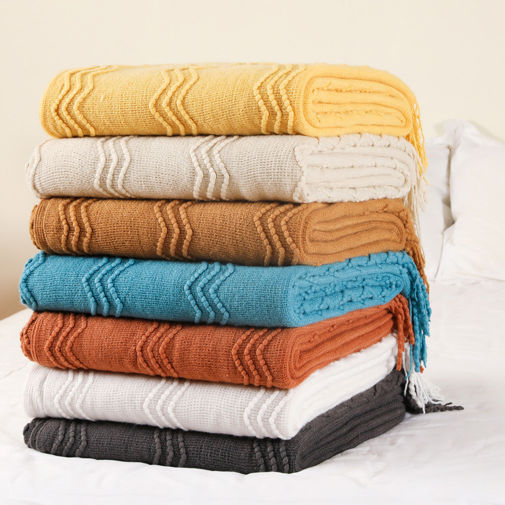 Women Comfortable Knitted Blanket with Modern Zigzag Pattern Kalsten