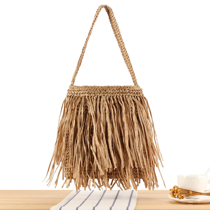 Braided summer handbag with fringed design Kalsten