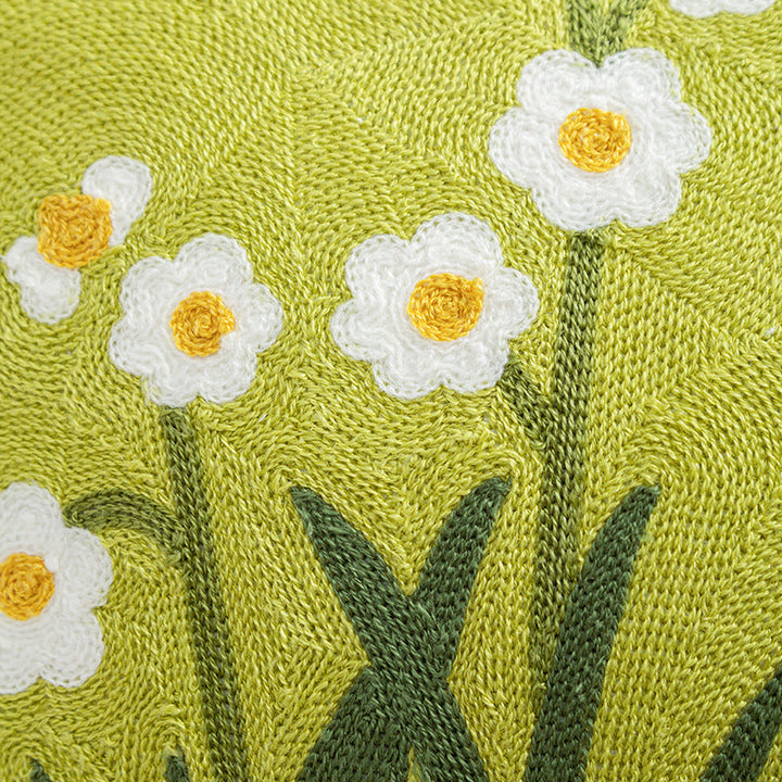 Women Decorative Cushion Cover with Fine Floral Embroidery Kalsten