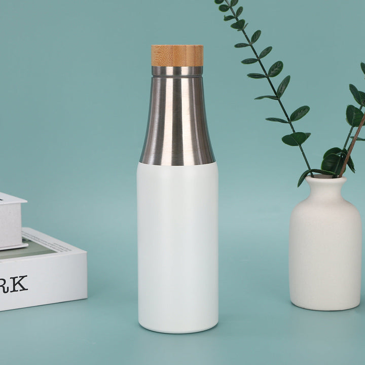 Women's stainless steel insulated drinking bottle with bamboo lid Kalsten