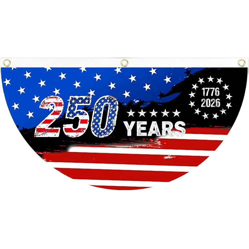 Unisex half-circle banner made of weatherproof polyester with metal eyelets and reinforced seams Kalsten