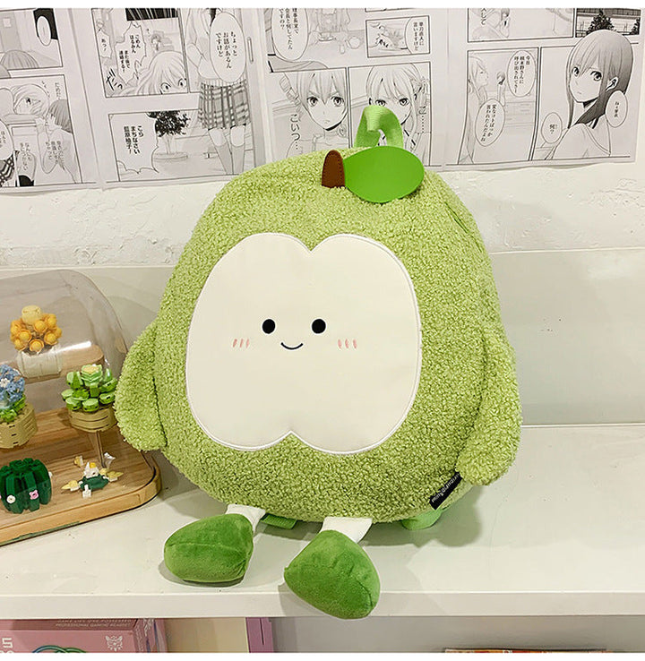 Children's Cute Apple-Shaped Plush School Backpack