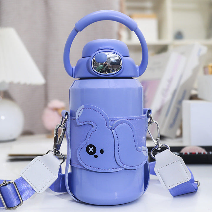 Insulated drinking bottle with cute animal design and practical carrying strap Kalsten