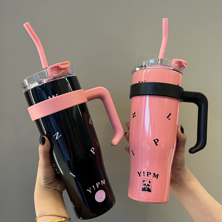 Women's insulated drinking bottle with integrated straw and ergonomic handle Kalsten
