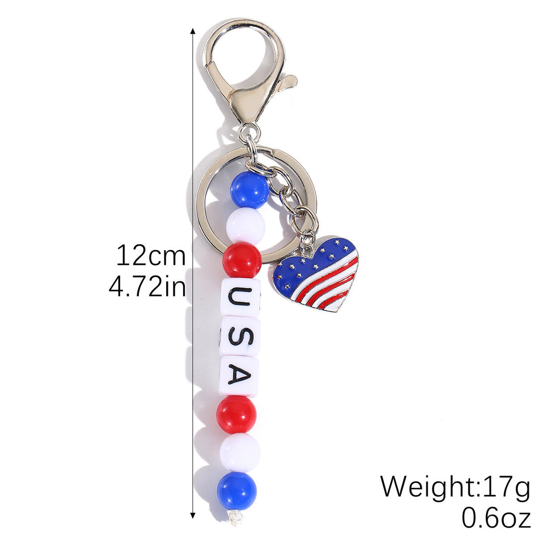 Unisex nan beaded patriotic keychain charm with MAGA letter cubes and enamel star pendant Kalsten