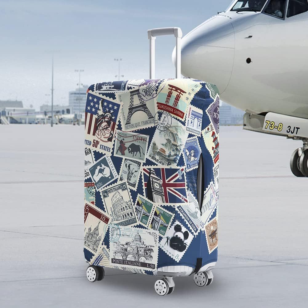 Unisex non-elastic suitcase protective cover with world travel design for hard-shell trolley and spinner wheels Kalsten