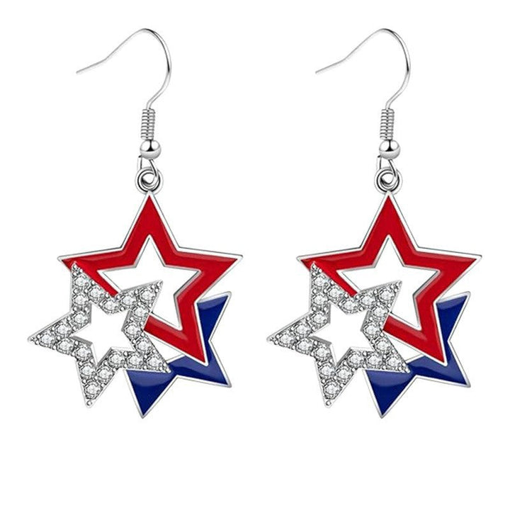 Women’s striking rhinestone earrings with flag motif United States Kalsten