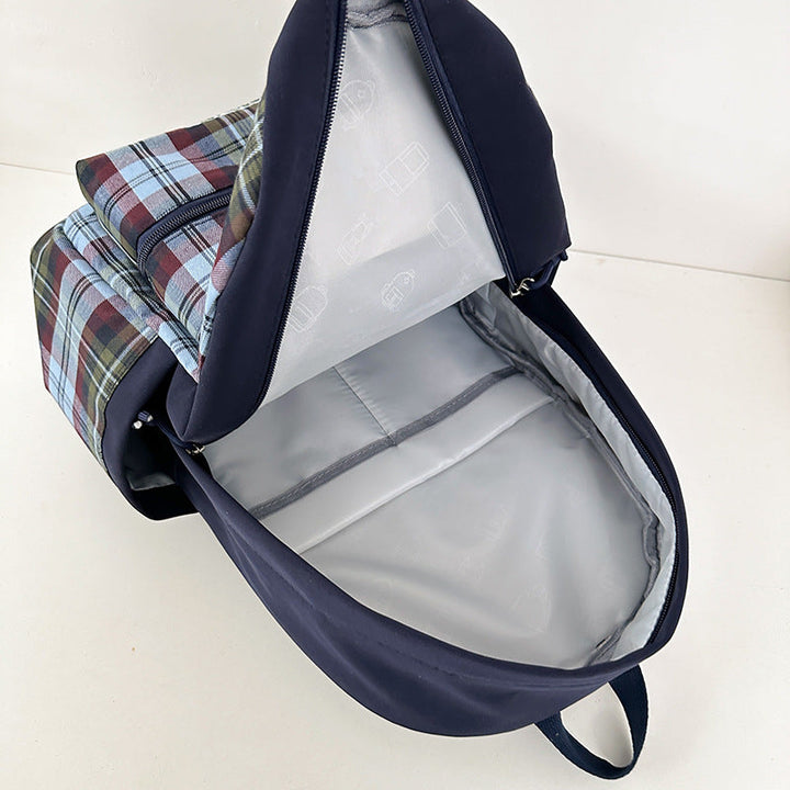 Checked Pattern Lightweight School Backpack Kalsten