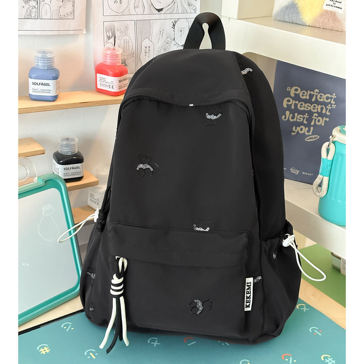 Cute Character Embroidered School Backpack