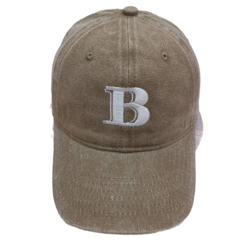 Women's Distressed Cotton Baseball Cap with Letter Embroidery Kalsten