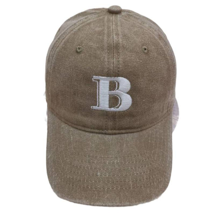Women's Distressed Cotton Baseball Cap with Letter Embroidery Kalsten