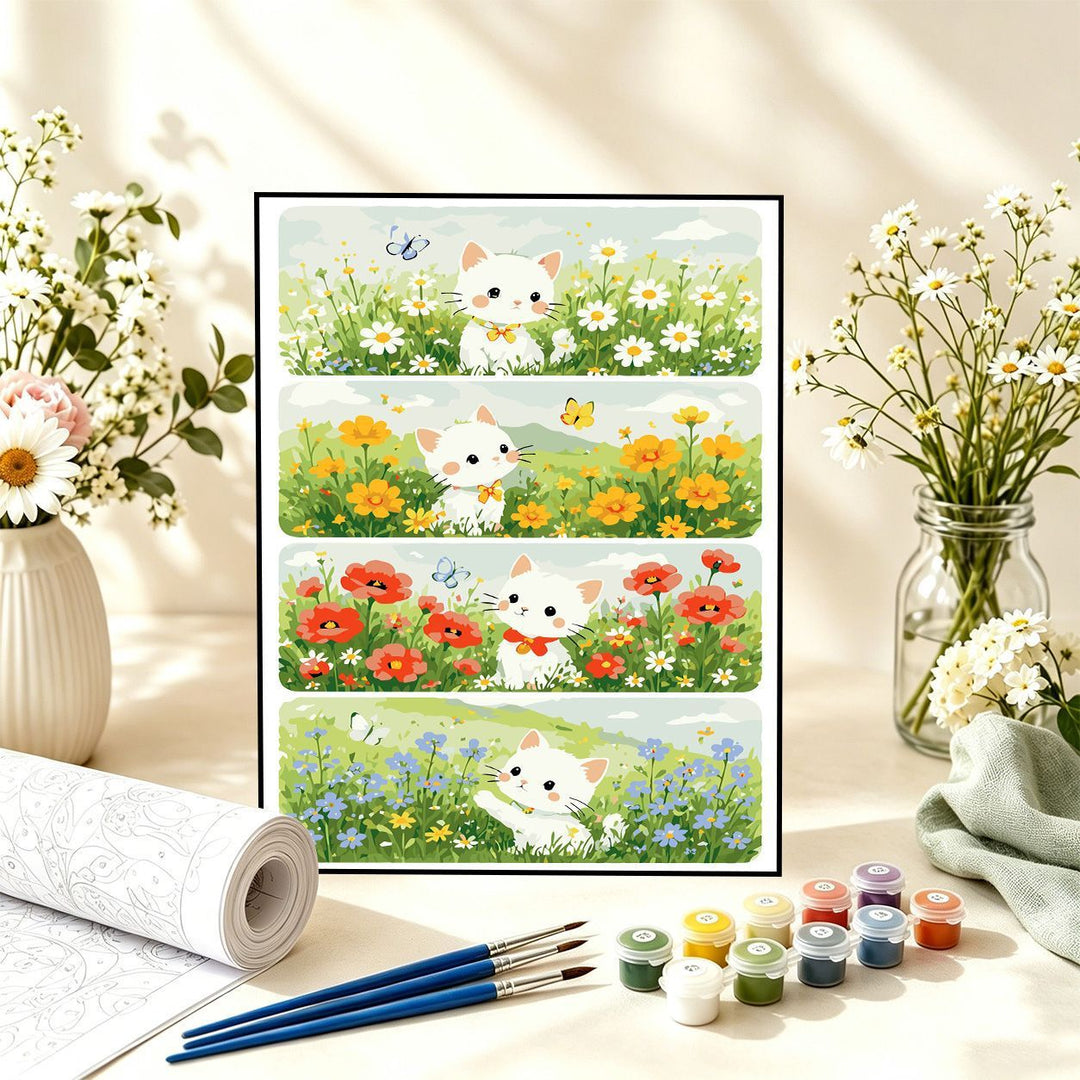 Playful Floral Cat Painting Kit Kalsten