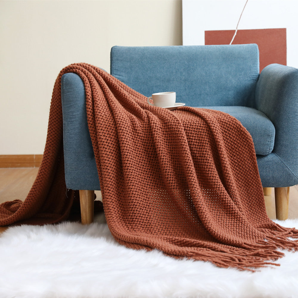 Women cozy knit blanket with decorative pattern Kalsten