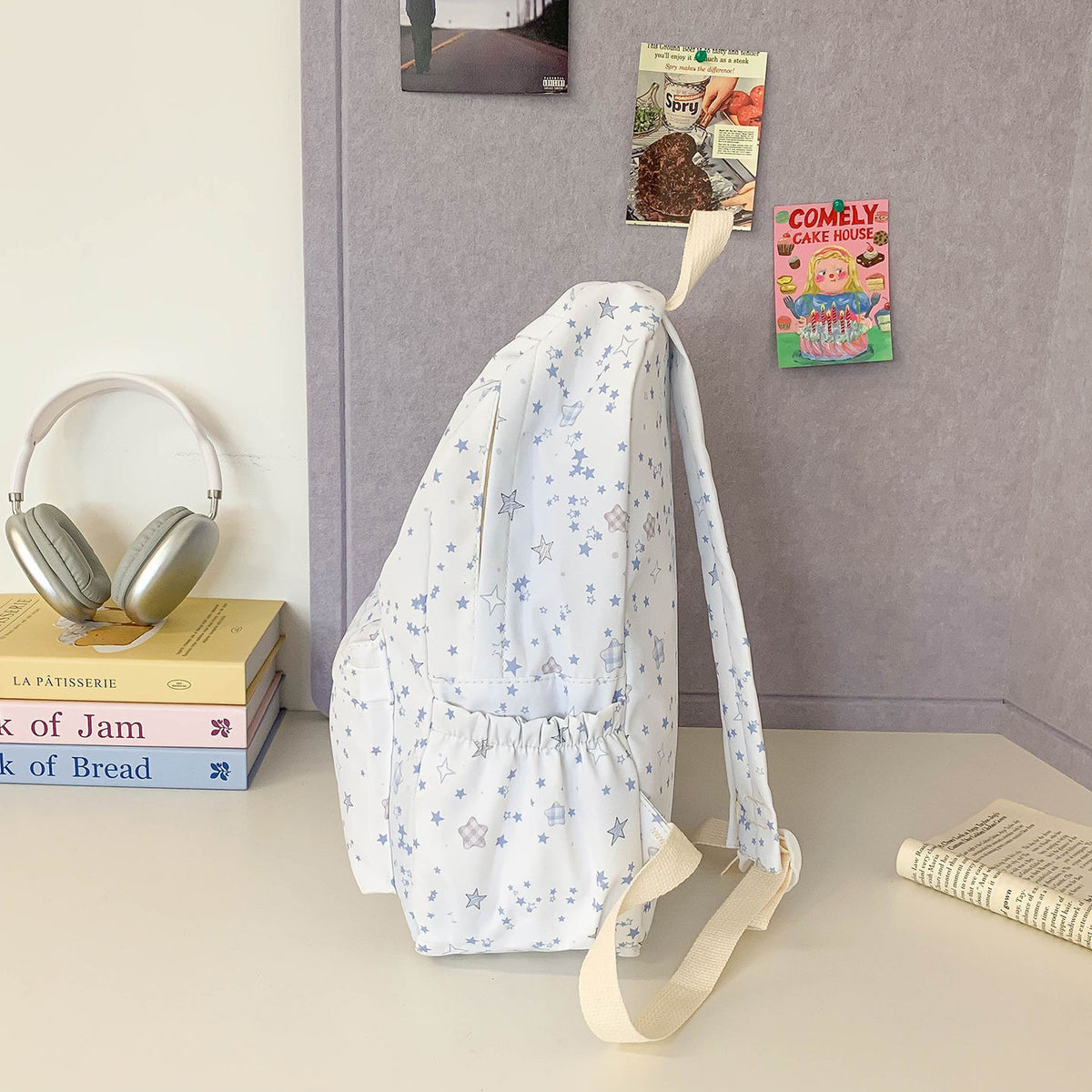 Star-Patterned Canvas Backpack Acalora