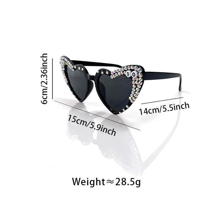 Heart-Shaped Rhinestone-Embellished Sunglasses Kalsten