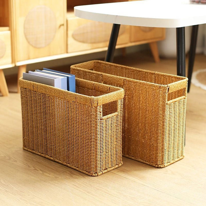 Women's Rectangular Rattan Storage Basket with Compartments Kalsten