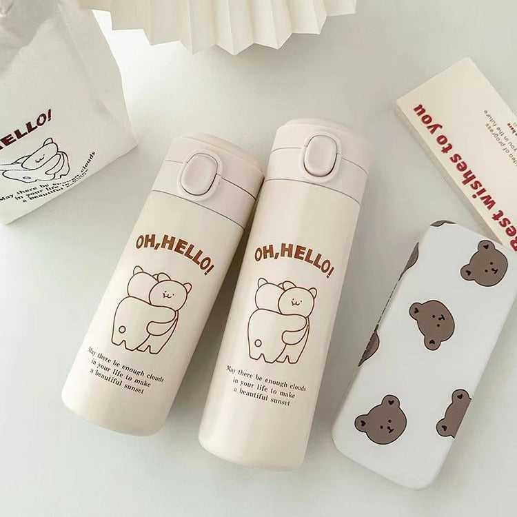 Women Insulated Water Bottle with Cute Bear Design Kalsten