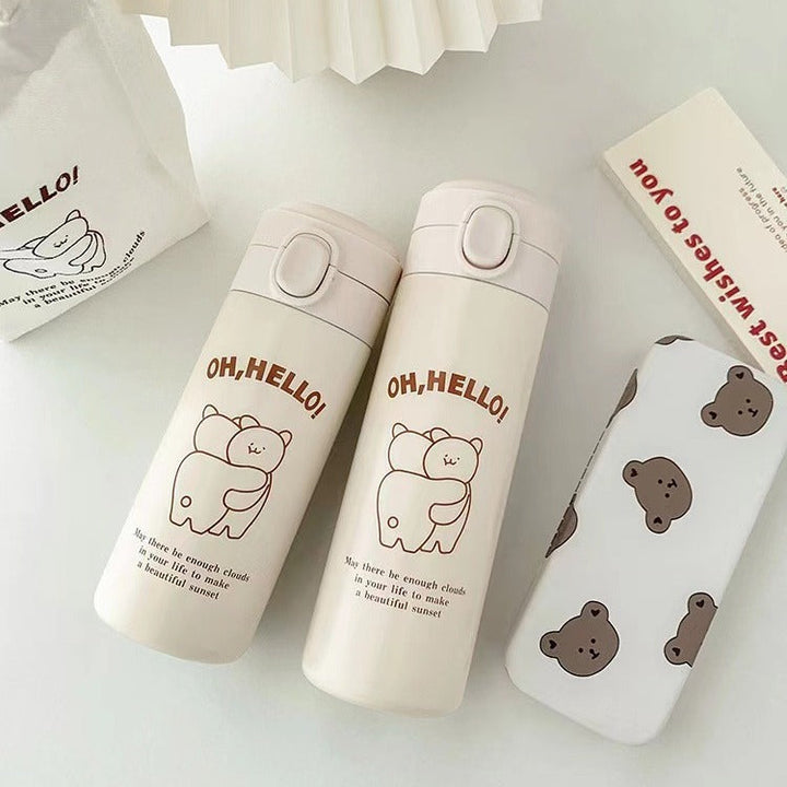 Women Insulated Water Bottle with Cute Bear Design Kalsten