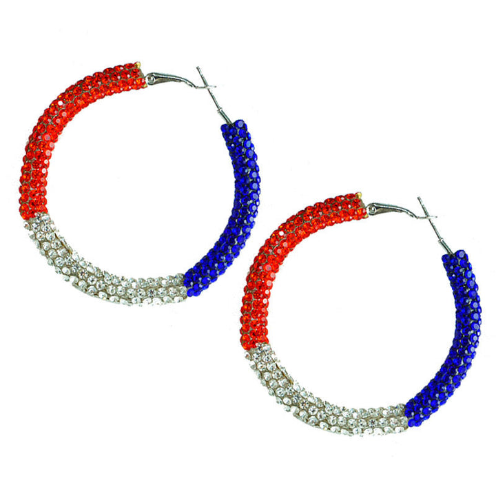 Women's large hoop earrings with rhinestone embellishment and rhodium-plated setting Kalsten